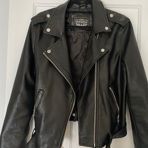 Levi’s Black Faux Leather Motorcycle Jacket Vegan XL
